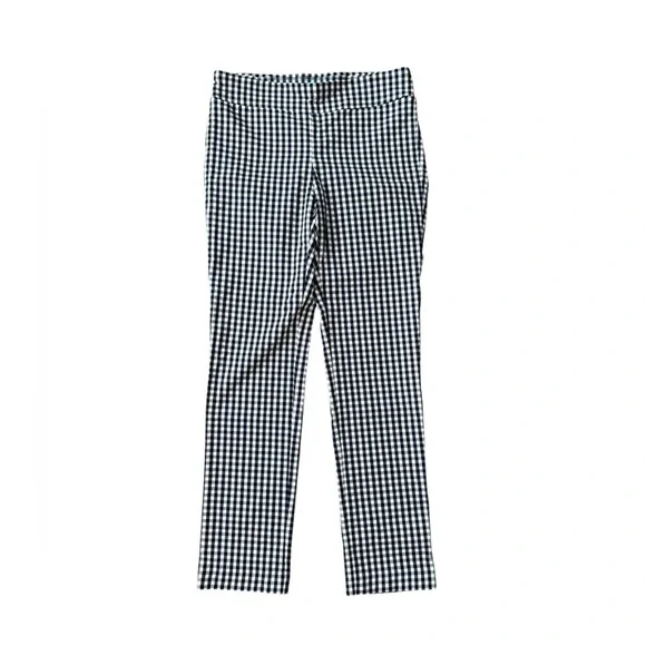 J. McLaughlin Hyana Pants Navy Ivory Gingham Straight Leg Stretch size 12 - Picture 2 of 9